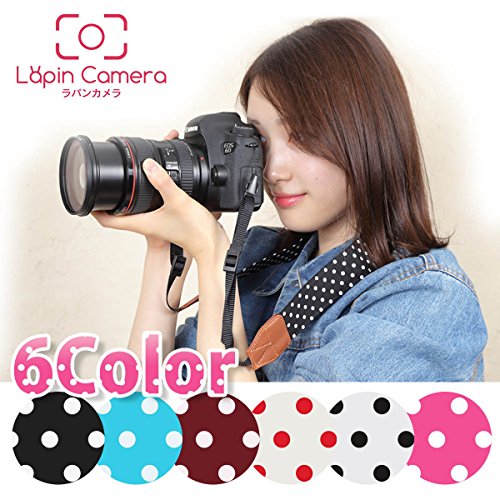 【ラパンカメラ】 可愛い 水玉 6色 カメラストラップ おしゃれ 一眼レフ ミラーレス カメラ かわいい ストラップ 女子 男女兼用 Red/dot