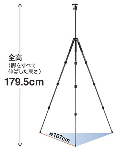 SLIK カーボン三脚 エアリーカーボン 644LED WQ ダブルクイックシューセット 4段 ナットロック式 自由雲台 アルカスイス互換 109212