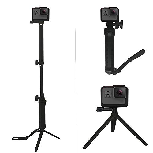 3 Way 自撮り棒防水ハンドグリップ、伸縮式アーム、GoPro Hero対応の一脚三脚を備えた（2018）GoPro Hero 7 6 5 4 3 +セッション、Xiaomi Yi、Sjcamおよびその他のアクションカメラ