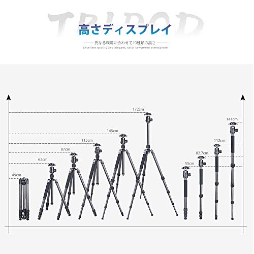 [MENGS ]TS-223C トラベル三脚 カーボン 三脚 ポータブルカーボンファイバートラベル三脚 超軽量 （BH-36 雲台 +クランプ+クイックリリースプレート付き）キヤノン、ソニー、ニコン、オリンパス、あらゆる種類の一眼レフカメラ、マイクロシングル、ビデオカメラ用 - 耐荷重15kg ブラック (CFT-284A)