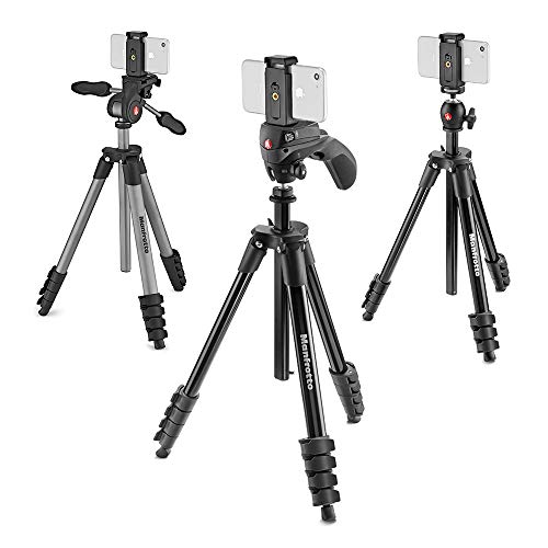 Manfrotto 三脚 スマートフォンアダプター付属 COMPACTアクション スマートフォンキット フォト ムービー兼用雲台 アルミニウム 5段ブルー MKSCOMPACTACNBL