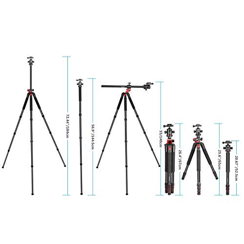 Neewer カメラ三脚 360度回転可能なセンターコラムとボールヘッドQRプレート付き 184cmポータブルマグネシウムアルミ4セクション三脚レッグ DSLRカメラビデオカメラ用 15kgまで