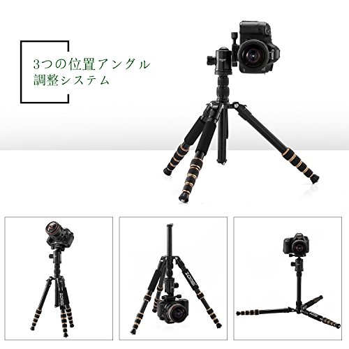 ZOMEI Z699 ポータブル三脚 プロの60インチコンパクトアドバンスドアルミ マグネシウム合金製 旅行カメラ三脚360ボールヘッド、クイックリリース，ニコンキヤノンソニーのデジタルカメラ に適用する