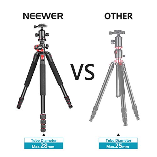 Neewer カメラ三脚 360度回転可能なセンターコラムとボールヘッドQRプレート付き 184cmポータブルマグネシウムアルミ4セクション三脚レッグ DSLRカメラビデオカメラ用 15kgまで