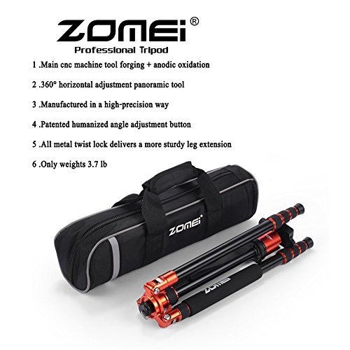 ZOMEI Z888 軽量 三脚 一脚としても使える三脚 ボールヘッド クイックシュー　専用バッグ付き　 (Orange)