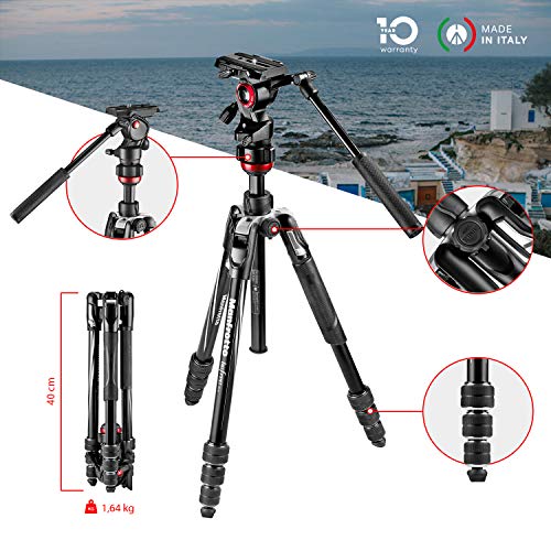 Manfrotto ビデオ三脚 Befreeアドバンス アルミ 4段 フルードビデオ雲台 ツイストロック式T三脚キット ブラック MVKBFRT-LIVE