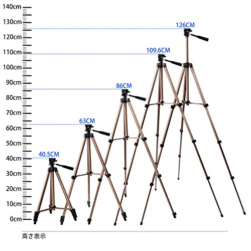 FOSOTO ipadスタンド 三脚式 タブレットスタンド iPad・iPad mini・iPad2固定用スタンド125cm 伸縮式 軽量 4階段 三脚 高さ調節可 スマホ用三脚 360度回転