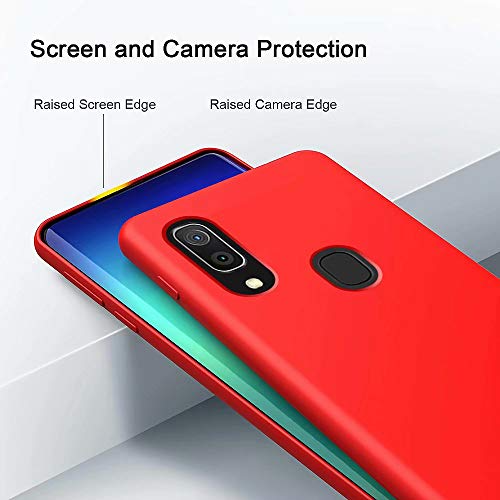 MTR Samsung Galaxy A20/A30ケース tpu シリコン 専用カバー薄型 指紋防止 精細ファイバー裏地 耐衝撃 柔らかい殻 サムスンギャラクシー A20/A30の保護カバー (赤)