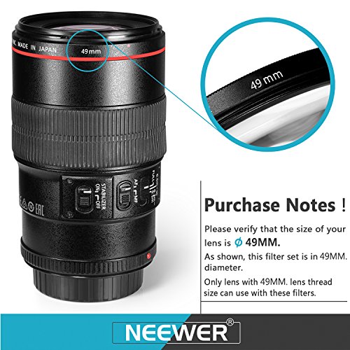 NEEWER 49MMレンズフィルターセット：UVフィルター+CPLフィルター+ND4フィルター+フィルター袋+クリーニングクロス　18-55MM、55-210MM、50MM、16MM、30MMレンズ付きのSony Alpha NEXカメラとCanon EF 50MM f/1.8 STMレンズに対応 【並行輸入品】