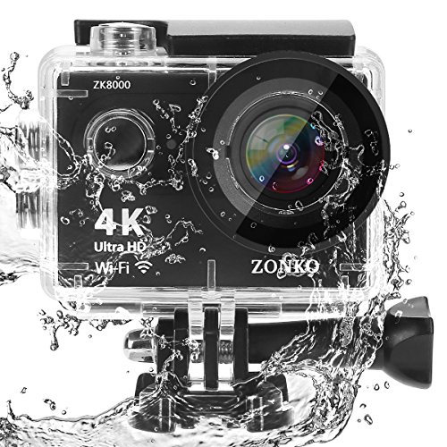 ZONKO アクションカメラ 4KフルHD高画質 1200万画素 2インチLCD 170度広角レンズ WiFi搭載 HDMI出力 スポーツカメラ 30メートル防水 2.4G無線リモコン付き バイク/自転車/車に取り付け可能 スポーツに最適 ウェアラブルカメラ 1050mAhバッテリー2個 付属品19個 (4Kカメラ)