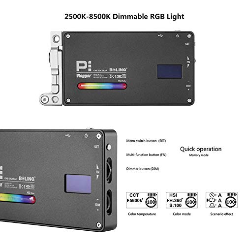 【在庫あり】BOLING BL-P1 RGB撮影ライト CRI96+ 2500K-8500K 0.5m@1480Lux 12W 動画撮影、YOUTUBE制作に対応 カメラビデオライト 360°調整可能サポート パッテリー内蔵 Type-C充電可能 色温度無段階調整 生放送、ライブ、YouTube、tik tok、自撮り、ビデオチャット、音楽MV撮影などに対応