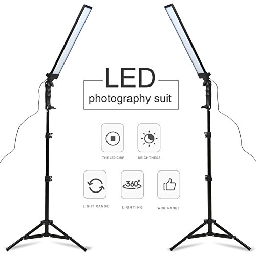 GSKAIWEN 180 LEDライト写真スタジオLED照明キットライトスタンド付き調節可能なライト三脚写真ビデオライト