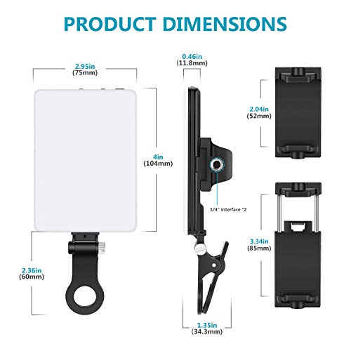 Neewer スマートフォン用LEDビデオライト 3つのライトモード/調整可能な明るさ/内蔵2000mAh充電式リチウム電池 クランプ付き iPhone Samsung Huawei およびその他のスマートフォンに対応