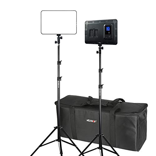 VILTROX プロ超薄型 LEDビデオライト VL-400T 2セット LEDビデオライトとライトスタンド スタジオキット ビデオ撮影用ライト 3300K-5600K色温度 輝度調節 2900LM CRI95+ スタジオ撮影 写真照明 撮影照明キット
