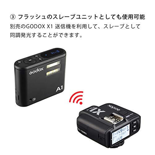【国内正規品】GODOX ワイヤレスフラッシュ A1 フラッシュ スマートフォン用 ワイヤレスXシステム対応 ブラック 035186