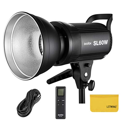 Godox LEDビデオライト SL60W 定常光ライト LED高輝度フィルライト、明るさを調整するワイヤレスリモコン、ビデオ撮影/結婚式の写真撮影/インタビューの照明/静物撮影のための 光源を提供する