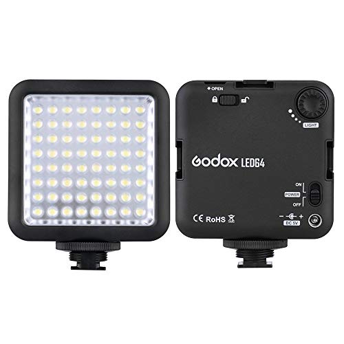 Godox 撮影機材 照明 LED 64 ビデオライト 補助照明 撮影用ライト 輝度 調整可能 単三電池 4本 複数台増設可能 動画 撮影 Nikon Canon用