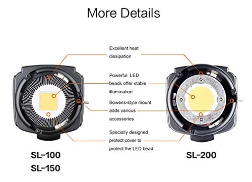 Godox SL-100W ビデオライト LEDスタジオライト 5600±300K リモコン付き Bowensマウント スタジオ撮影