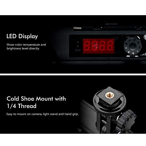 Andoer CM-200D Pro LEDライト 写真ビデオライトパネル CRI93 6インチ 円形 超薄型 昼光 3200K〜5600K 二色 調光可能