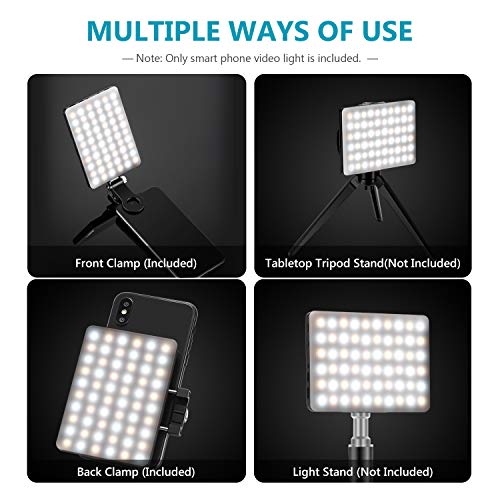 Neewer スマートフォン用LEDビデオライト 3つのライトモード/調整可能な明るさ/内蔵2000mAh充電式リチウム電池 クランプ付き iPhone Samsung Huawei およびその他のスマートフォンに対応
