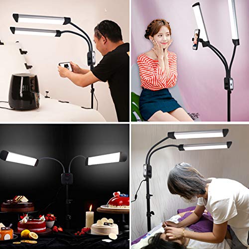 GSKAIWEN LEDダブルヘッド撮影ランプライト40W可調光 カメラビデオライト ランプスタンドをプレゼント スタジオの補光ランプ