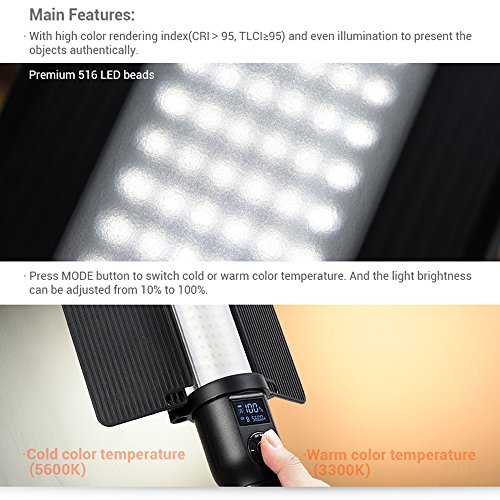 Godox LC500 LED ライトスティック 5600K/3300K色温度 調光可能 2600mAhリチウム電池内蔵 リフレクター＆リモコン＆キャリングバッグ付き スタジオ·撮影·ウエデイング·照明用