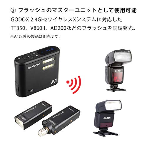 【国内正規品】GODOX ワイヤレスフラッシュ A1 フラッシュ スマートフォン用 ワイヤレスXシステム対応 ブラック 035186