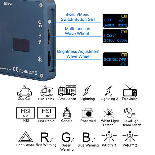 FALCONEYES ライトF7 LEDライト RGBポケットライト 色温度2500K～9000K CRI97 TLCI95+ 内蔵リウム電池