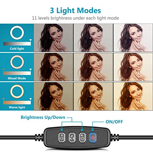Neewer 6inch LEDリングライト デスクトップミニUSBカメラLEDライト 3つのライトモード 11段階明るさ YouTubeビデオ、ライブストリーミング、化粧、自撮りに最適