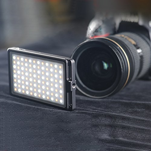 SUNWAYFOTO 96LEDビデオライト アルミ製 USB充電式 ミニカメラ撮影ライト 超薄型二色色温度ビデオライト 3000-5500K 表示画面付き FL-96
