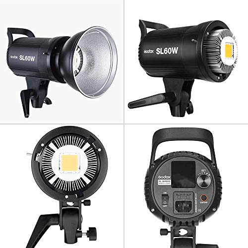 【Godox正規代理店】GODOX SL60W LEDスタジオライト60W 定常光ライト5600±300K リモコン付きBowensマウントビデオ撮影 結婚式の写真撮影 インタビューの照明に適用 (SL-60W)