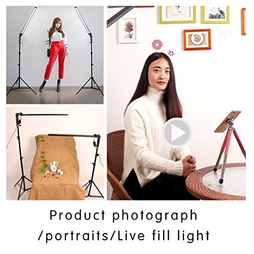 GSKAIWEN写真スタジオLED照明キットライトスタンド付きの調節可能なライト三脚写真のビデオキャプチャの肖像