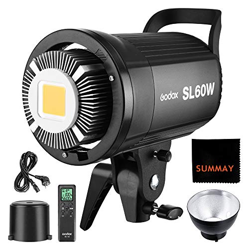 【Godox正規代理店】GODOX SL60W LEDスタジオライト60W 定常光ライト5600±300K リモコン付きBowensマウントビデオ撮影 結婚式の写真撮影 インタビューの照明に適用 (SL-60W)