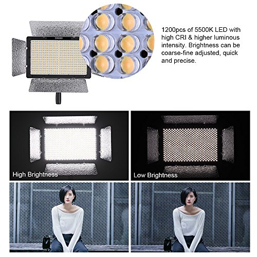 YONGNUO YN1200 Pro LEDビデオライト 5500K 写真 ビデオ 録画ライト 2個 CTフィルターとリモコン付き 調節可能 明るさ CRI≥95 支持APPリモコン スタジオ照明