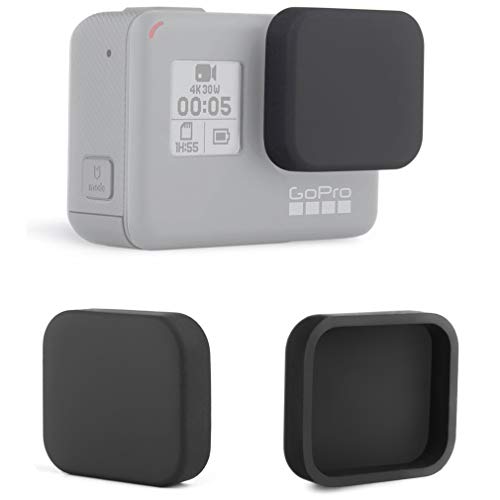 GoPro 用 レンズ 保護 シリコン キャップ カバー HERO 5 6 7 対応 汚れやホコリや傷を防ぐ ブラック シリコン製 2個セット (黒)