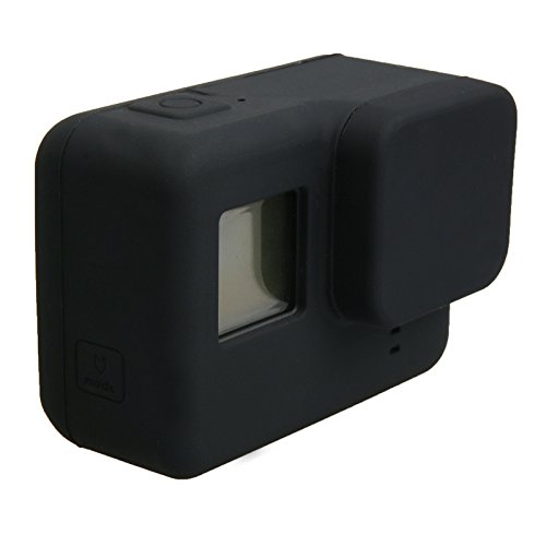 Gopro Hero7/6 Hero5用 シリコン製 カメラボディ保護ケース レンズキャップ付き Black