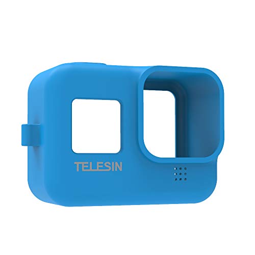 TELESIN Gopro hero8専用カメラシリコンケース 保護カバー 保護ケース HDアクションカメラ用 超耐磨 全面保護 ソフトカバー バンパーケースgopro8 アクセサリー (ブルー)