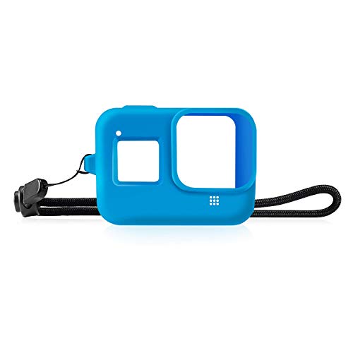 ZMJING GoPro Hero 8用ケース ソフト 軽量 高品質保護カバーハンドストラップ付 アクセサリー (ブルー)