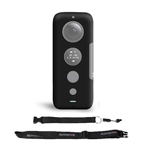 TsLYY Insta360 ONE X専用シリコン製カバー＋付属ストラップ 保護カバー 防水 防塵 キズ防止 衝撃吸収Insta360 アクセサリー ブラック