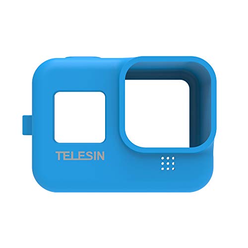 TELESIN Gopro hero8専用カメラシリコンケース 保護カバー 保護ケース HDアクションカメラ用 超耐磨 全面保護 ソフトカバー バンパーケースgopro8 アクセサリー (ブルー)