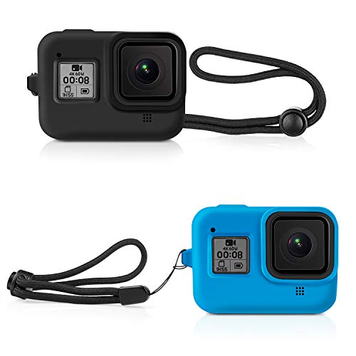 ロデシー Rhodesy Gopro Hero8 Black用 シリコンケース シリコンカバー GoPro Hero8に対応アクセサリー 高弾性 全面保護 衝撃吸収カバー 2個入り ブラック/ブルー