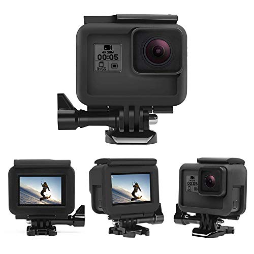 GoPro HERO 5 6 7 用 保護フレーム + プラスティックハード 素材 ンレンズカバー スポーツカメラアクセサリー (黒)