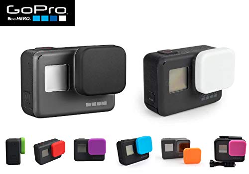 GoPro HERO７／６／５対応 レンズ キャップ カバー シリコン (黒×赤)２個セット