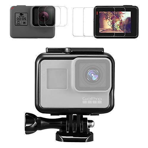 TsLYY GoPro HERO7 BLACK・HERO6・HERO5専用保護フレーム＋9H液晶フィルム GoPro保護セットGoProケース ハウジング 液晶保護フレーム