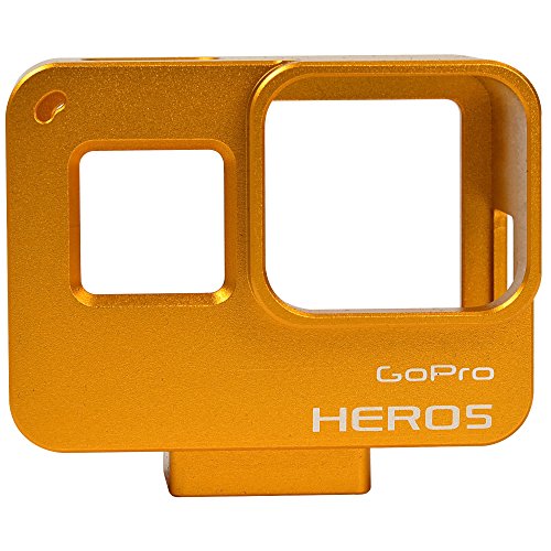 [MENGS] アルミ合金の保護枠のハウジングケース き バックカバー付き,Gopro Hero 5 用 (ゴールデン)