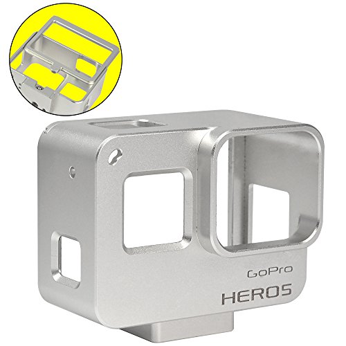 [MENGS] アルミ合金の保護枠のハウジングケース き バックカバー付き,Gopro Hero 5 用 (銀)