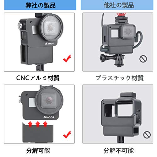 SHOOT マイクケース付きVLOG撮影用アルミハウジング for GoPro HERO7 Black/HERO6/HERO5 Black/Hero(2018)