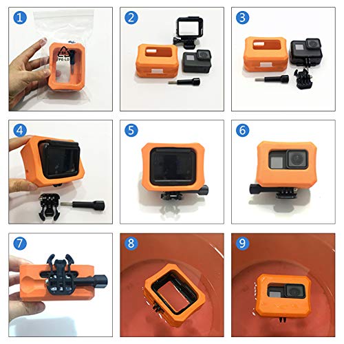 HEQEEZ 浮遊するケース 、GoPro Hero 7/6/5 カメラに用いるの沈下を防ぐ保護カバー (オレンジ色)