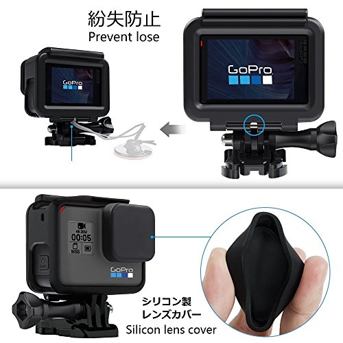 【Taisioner】GoPro HERO 5・GoPro HERO6 GoPro・HERO7 Black用 保護フレーム+シリコンレンズカバー 第二世代 スポーツカメラアクセサリー ブラック・グレー (ブラック（黒）)