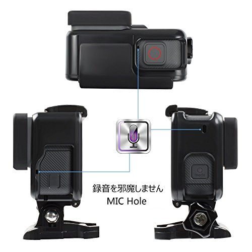 【Taisioner】GoPro HERO 5・GoPro HERO6 GoPro・HERO7 Black用 保護フレーム+シリコンレンズカバー 第二世代 スポーツカメラアクセサリー ブラック・グレー (ブラック（黒）)